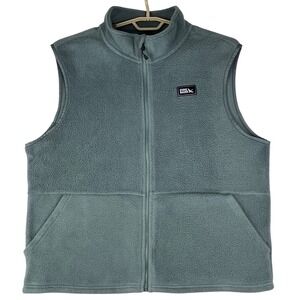 Eddie Bauer Fleece Vest Men XL Blue Gray Full Zip Outdoor Layering Mock Neck